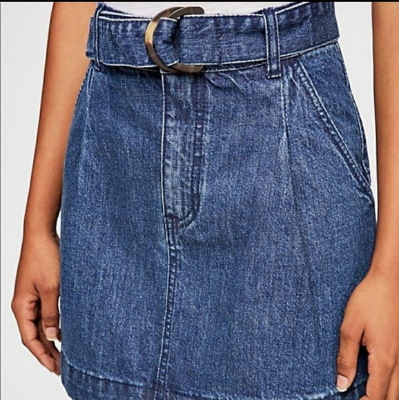 Free People Dresses & Skirts - Free People Jade  Belted Denim Mini Skirt